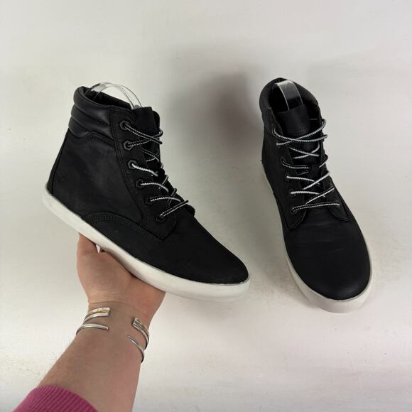Timberland Dausette Sneaker Womens 7.5 Black Leather Lace-Up Mid-Top Ankle Boots - Picture 1 of 9